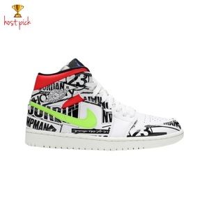 Jordan 1 Mid 'Over-Print Logos'